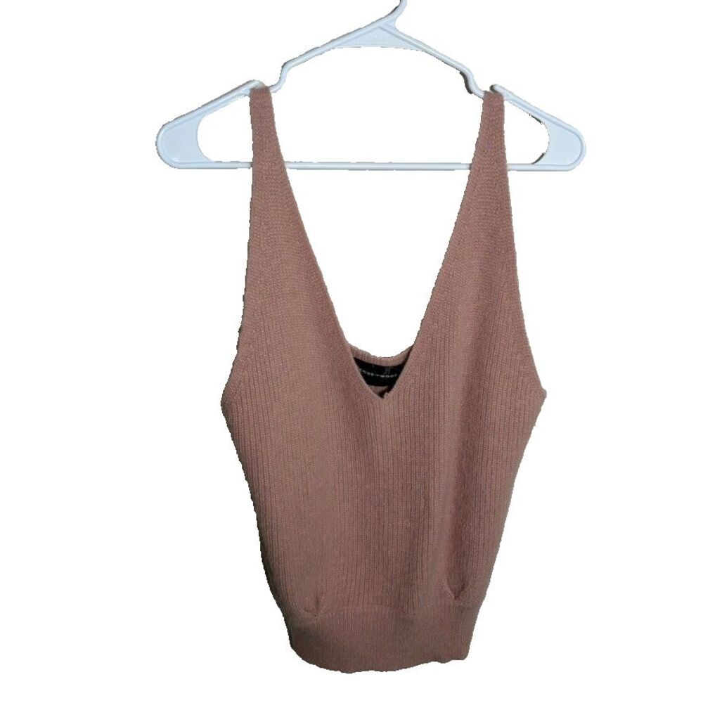 Code x Mode Tank Top Women's XS Angora Blend Sweater Fuzzy Cable Knit Beige